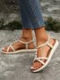 JFN Pearl Beaded Thin Strap Cross Bohemian Casual Sandals