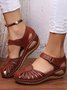 JFN Vintage Floral Cutout Velcro Casual Sandals