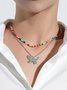 JFN Boho Rice Bead Double Layer Necklace