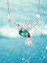 JFN Diamond Bird Green Gemstone Necklace Dresses Jewel