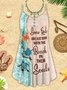 Turtle Beach Soul Print Spaghetti Strap Casual Summer Mini Dresses