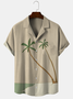 Cotton Linen Style Botanical Floral Coconut Tree Print Cozy Linen Shirt