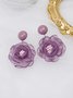 JFN Boho Lace Flower Purple Petal Earrings Holiday Jewelry Dress Earrings