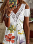 Floral Printed Short Sleeve Knit Dress