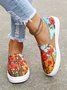 JFN Abstract Oil Painting Floral Print Street Statement Canvas Flats