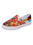 JFN Abstract Oil Painting Floral Print Street Statement Canvas Flats
