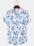 Cotton Linen Style Botanical Floral Lapel Cozy Linen Shirt