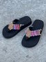 JFN Ethnic Bohemian Print Flip Flop Sandals