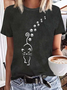 JFN Animal Footprint Graphic Print Short Sleeve Round Neck Casual T-Shirt/Tee