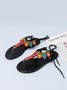 JFN Boho-Mexican Ethnic Contrast Beaded Ankle Lace-Up Thong Sandals