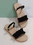 JFN Crinkled Woven Sole Soft Sandals