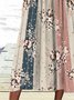JFN Henley Neck Floral Stripe Casual Midi Dresses