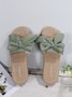 JFN Soft Slippers With Bow Woven Bottom