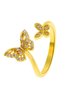 JFN Leisure Vacation Full Diamond Butterfly Geometric Open Ring Commuter Party Jewelry