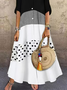 JFN V Neck Colorblock Buttoned Vacation Casual Midi Prom Dress
