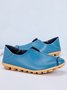JFN Simple Solid Color Leather Commuter Soft Sole Flat Shoes