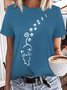 JFN Animal Footprint Graphic Print Short Sleeve Round Neck Casual T-Shirt/Tee