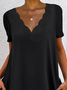 JFN V Neck Plain Elegant Cut Out HemCasual Mini Prom Dress