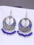 JFN Vintage Ethnic Pattern Crystal Tassel Earrings