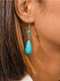 JFN Boho Vintage Turquoise Long Drop Earrings
