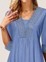 JFN Casual Ruched Plain Lace Tunic Tops