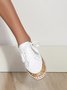 JFN White Moccasin Panel Casual Lace-Up Flats