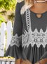 Hollow elastic waist Ruffle lace short Dress Plus Size