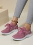 Solid Color Breathable Simple Casual Flyknit Sports Running Shoes
