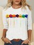 JFN Crew Neck Floral Casual Colorful Flowers Long Sleeve Top T-Shirt/Tee