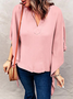 Chiffon Shirt Women's Loose European And American New Sexy V-Neck Trumpet Sleeve Hem Short Front And Back Long Top