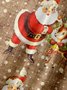 Casual Festive Collection Vintage Santa and Elk Elements Pattern Lapel Short Sleeve Shirt Print Top