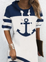 JFN Boat Anchor Printed Casual Long Sleeve Hooded Dress