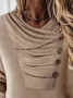 New pile collar button casual long sleeve women Sweatshirt
