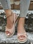 Plain Summer Vacation Wearable Daily Open-Top Pu Espadrille Sandals Standard Sandals for Women