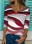 Striped Casual Loose V Neck T-Shirt