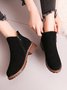 Women British Style Urban Round Toe Comfortable Zip Chunky Heel Low Heel Boots