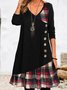 JFN V Neck Geometric Casual Autumn Natural Daily Long sleeve A-Line Dresses