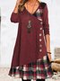 JFN V Neck Geometric Casual Autumn Natural Daily Long sleeve A-Line Dresses