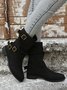 Ruched Buckle Casual Leather Booties