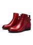 Women Vintage Round Toe Chunky Heel Casual Short Boots
