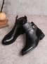 Women Vintage Round Toe Chunky Heel Casual Short Boots