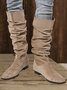 Faux Suede Solid Boots