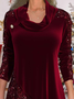 Women's Christmas Wine Red Velvet Stitching Sequin Sweatshirt