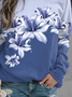Casual Floral Ombre Raglan Sleeve Sweatshirts