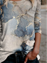 Women Cotton-Blend Ombre Casual  long sleeve T-Shirt