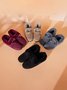 Women Christmas Winter Casual Non-Slip Furry Lined Flat Peas Shoes