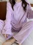 Flannel Thermal Pajamas Long Sleeve Pants Homewear Set Plus Size