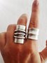 Vintage Silver Distressed Line Pattern Ring Ethnic Jewelry