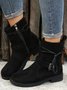 Comfort Soft Leather Vintage Round Toe Side Zip Lace-Up Low Heel Booties