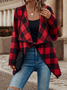 Plaid Casual Cross Neck Loose Other Coat